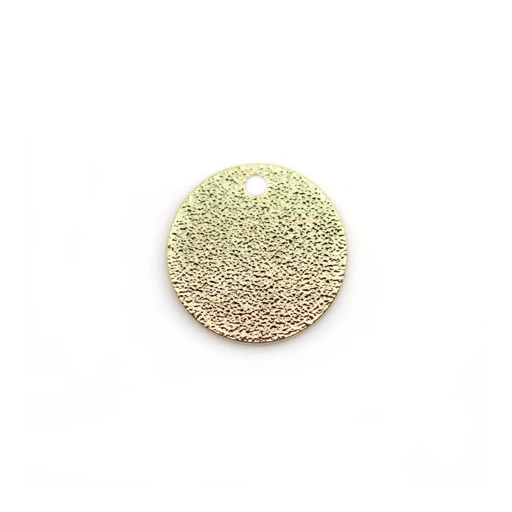 Breloque ronde pailleté, plaqué par "flash" or sur laiton 12mm x 6pcs