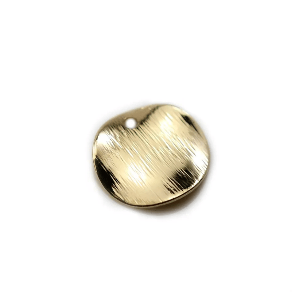 Charm in round shape 15mm plated by "flash" gold on brass x 4pcs