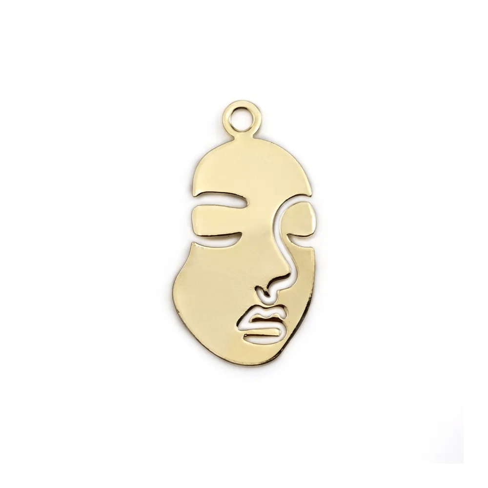 Breloque en visage, de taille 18x33mm x 2pcs