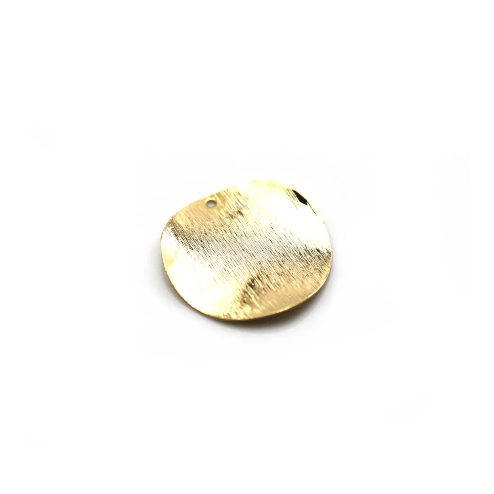 Charm in round shape 25mm plated by "flash" gold on brass x 1pc