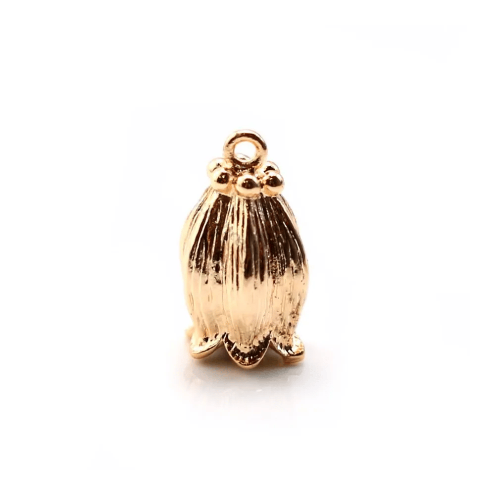 Pendentif muguet lalique plaqué par "flash" or sur laiton 8x14mm x 2pcs 