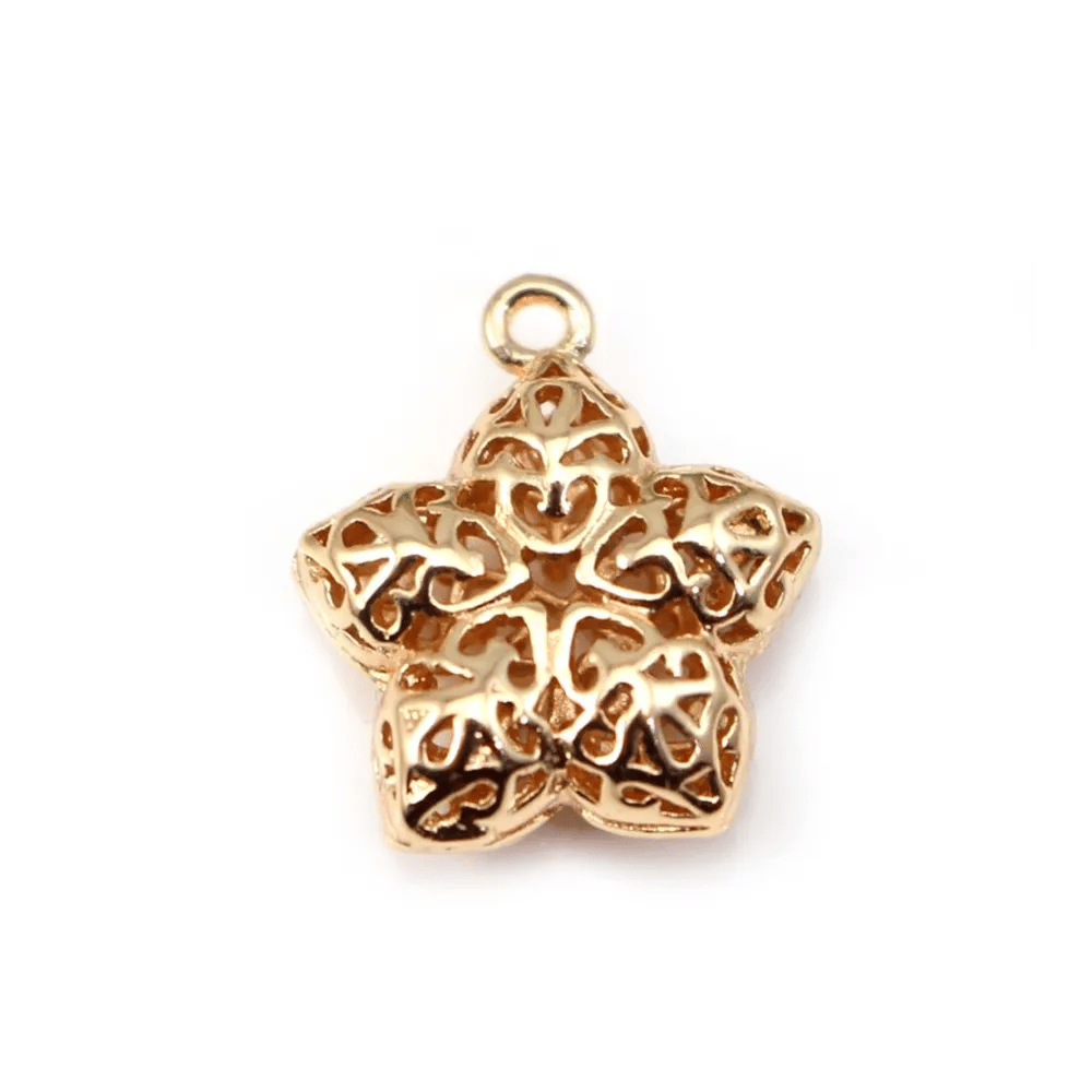  Star by "flash" Gold on brass 14x16mm x1pc