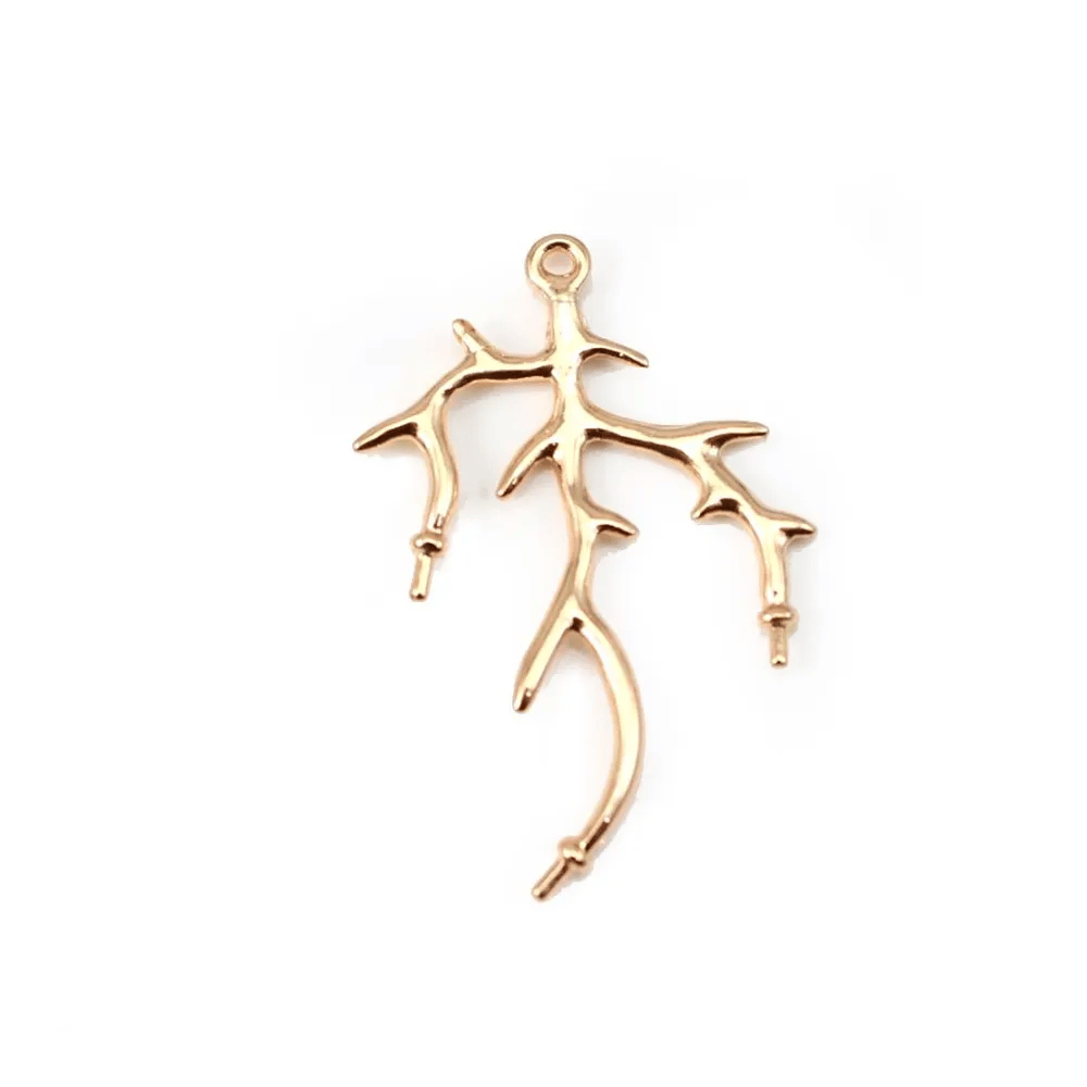 Pendentif Corail  sur laiton 22x32mm x1pc
