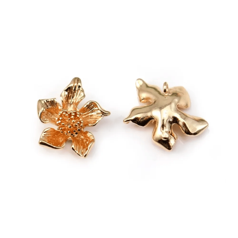 Fleur des îles Plaquée par "flash" or sur laiton 15.5mm x 1pc