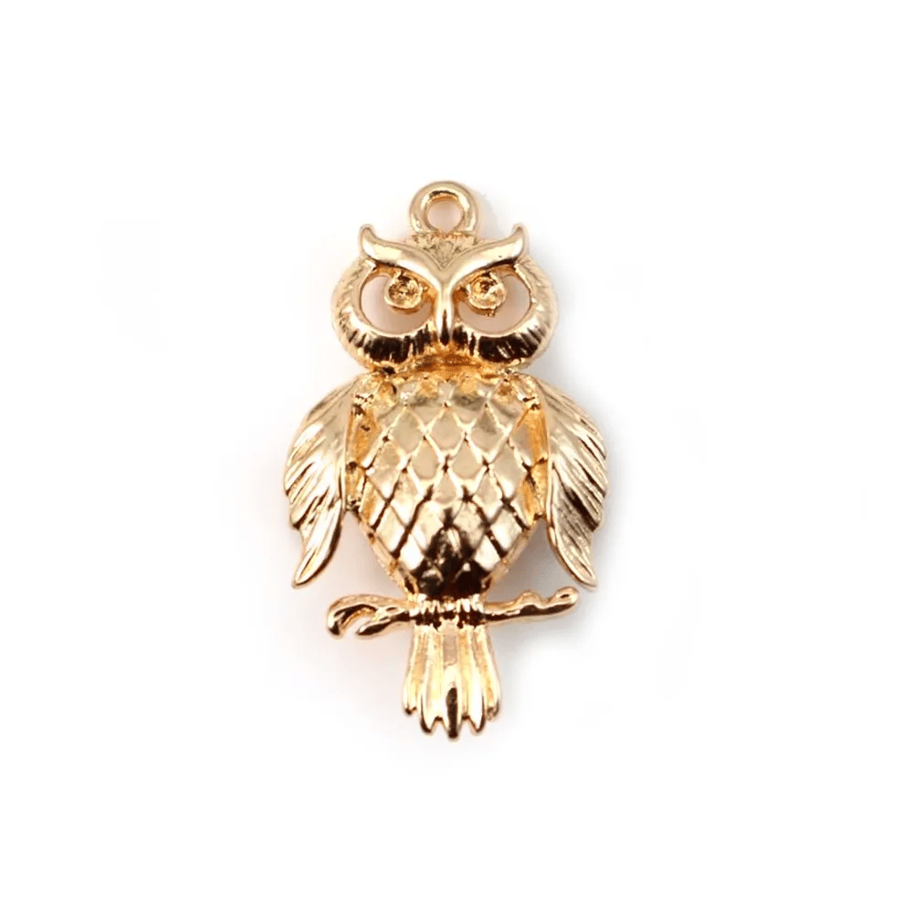  Owl  by "flash" Gold on brass 13x23mm x1pc
