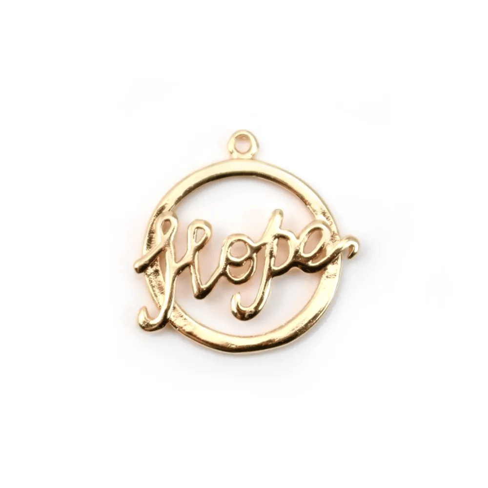Pendentif hope plaquée par "flash" or sur laiton 19mm x 1pc