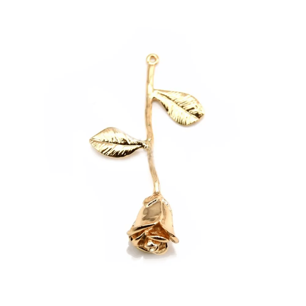 Pendant rose by "flash" gold on brass  24x40mm x 1pc