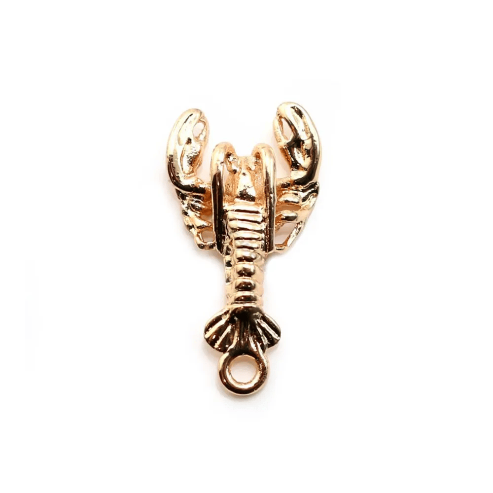 Charm lobster by "flash" gold on brass 11x20mm x 2pcs