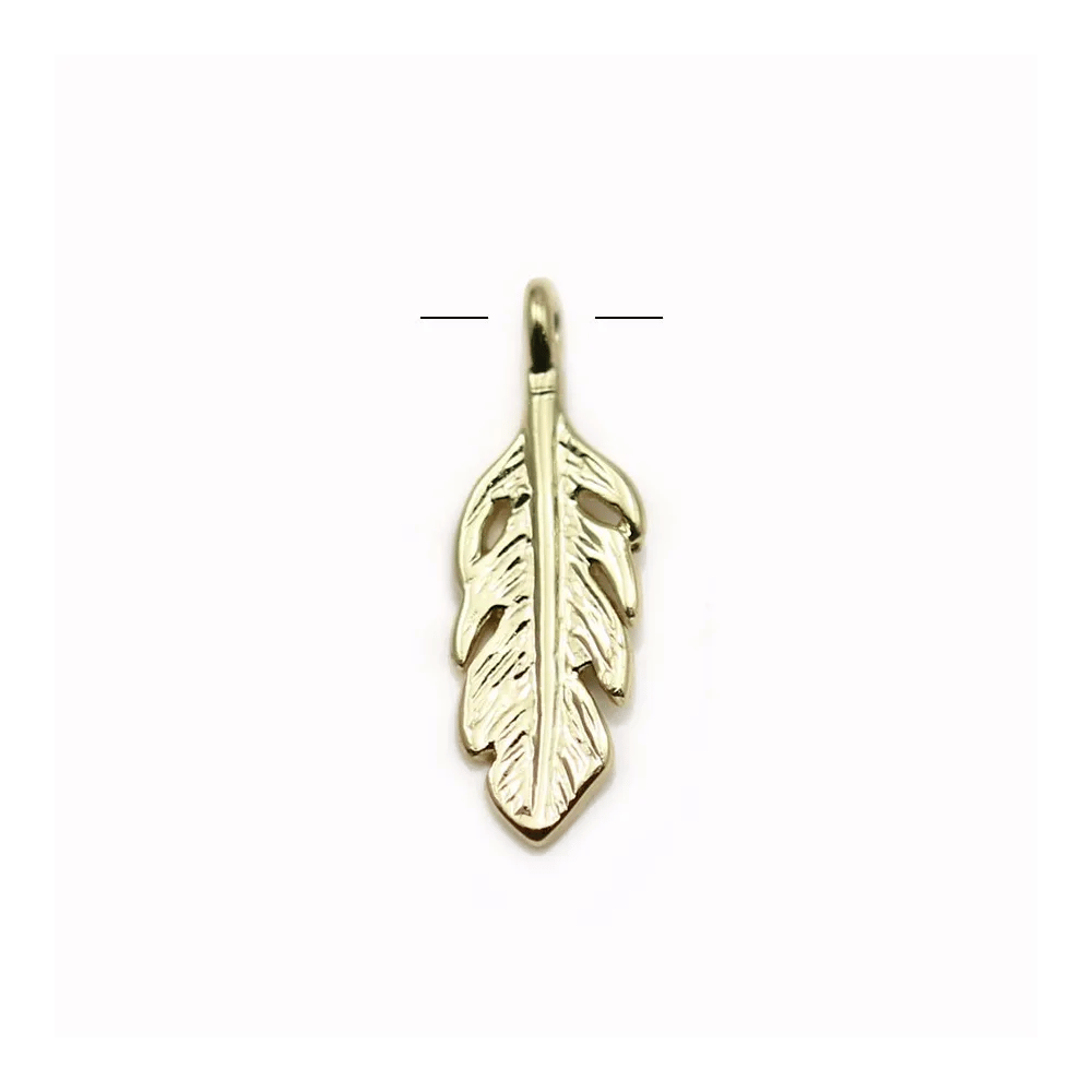 Charm plated by "flash gold" on brass, in shaped of leaf 15 * 5mm x 6pcs