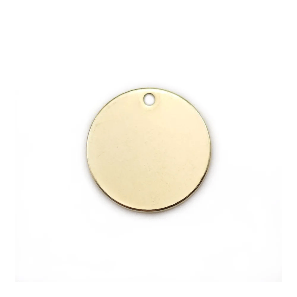 Charm to engrave, in round shape, plated by "flash" gold on brass 16mm x 4pcs