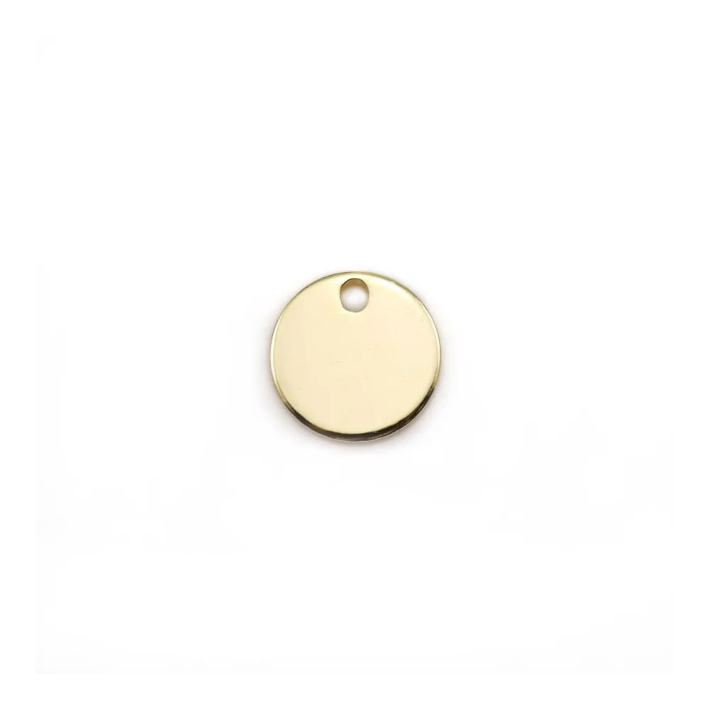 Breloque ronde, plaquée par " flash" or sur laiton 8mm x 4pcs