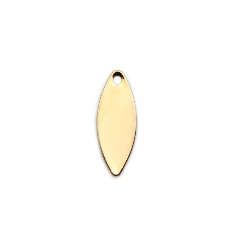 Breloque ovale plaqué par "flash"or sur laiton 5.5x15mm x 6pcs
