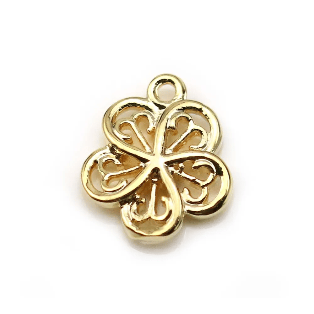 Bleloque fleur Plaqué par "flash" or sur laiton 9x11mm x 6pcs