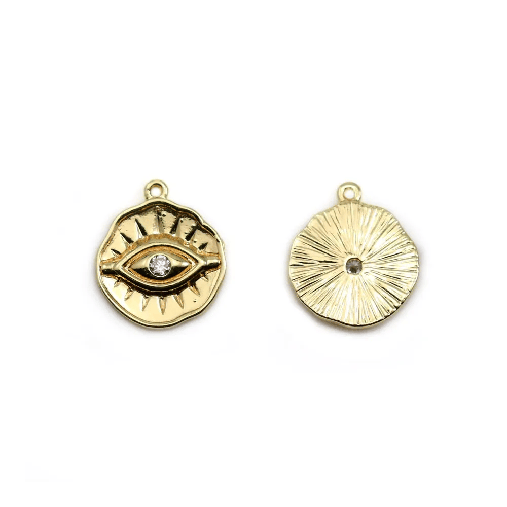 Pendentif oeil dorées à l'or fin x 4 pcs