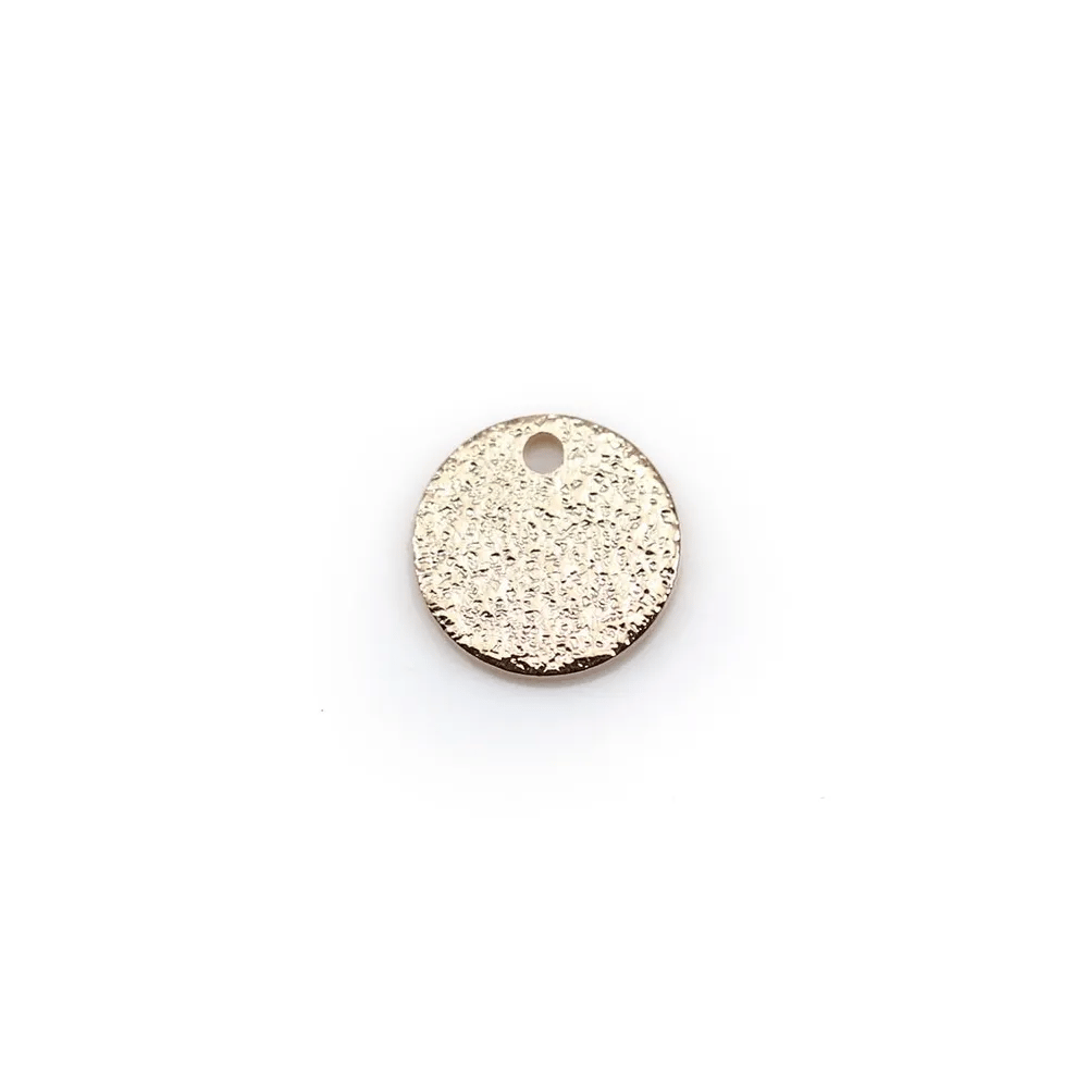 Round flat charm "diamond" plated flash pink gold on brass, 8mm x 8pcs