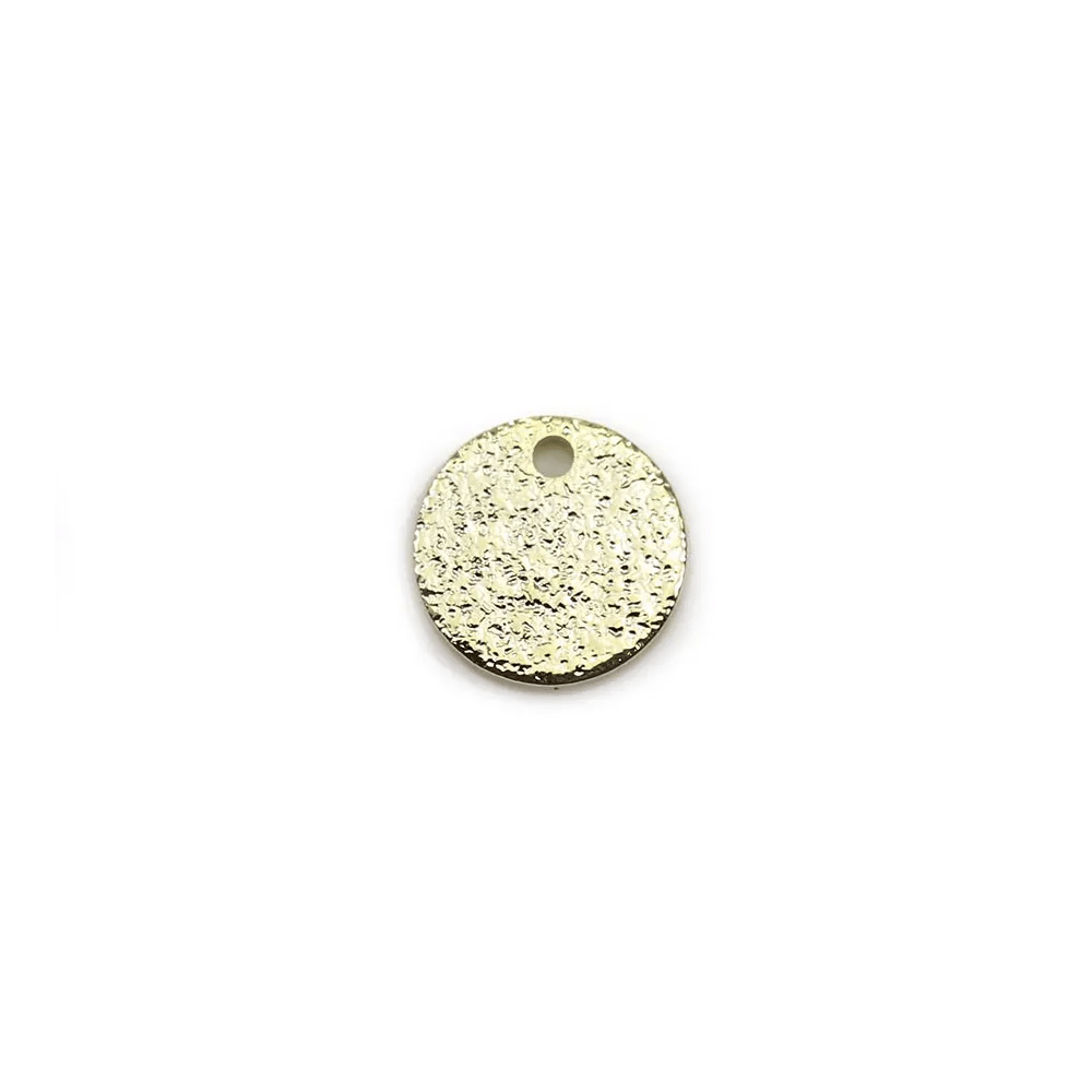 Round flat charm "diamond" plated flash gold on brass, 8mm x 8pcs