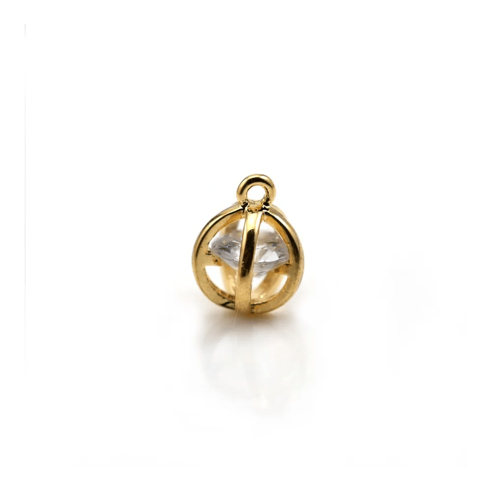 Breloque de forme ronde avec zirconium 9x12mm x 2pcs