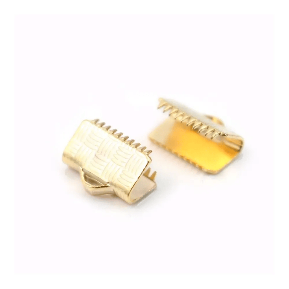 Crimp-end for ribbon by "flash" Gold on brass 6x8mm x 2pcs