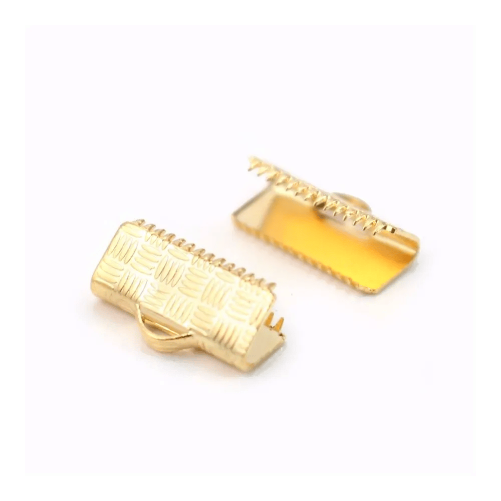Embout pour ruban plaquée par "flash" or sur laiton 7x13mm x 2pcs