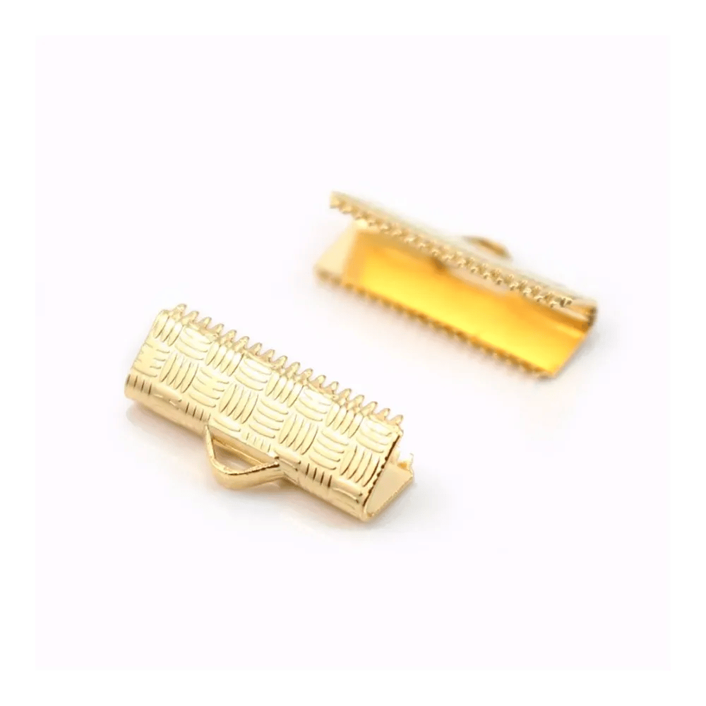 Embout pour ruban plaquée par "flash" or sur laiton 7x16mm x 2pcs