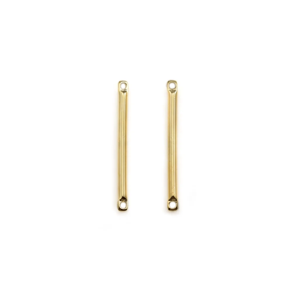 Intercalaire en forme de tube 1.5x30mm, plaqué par "flash" or sur laiton x 6pcs