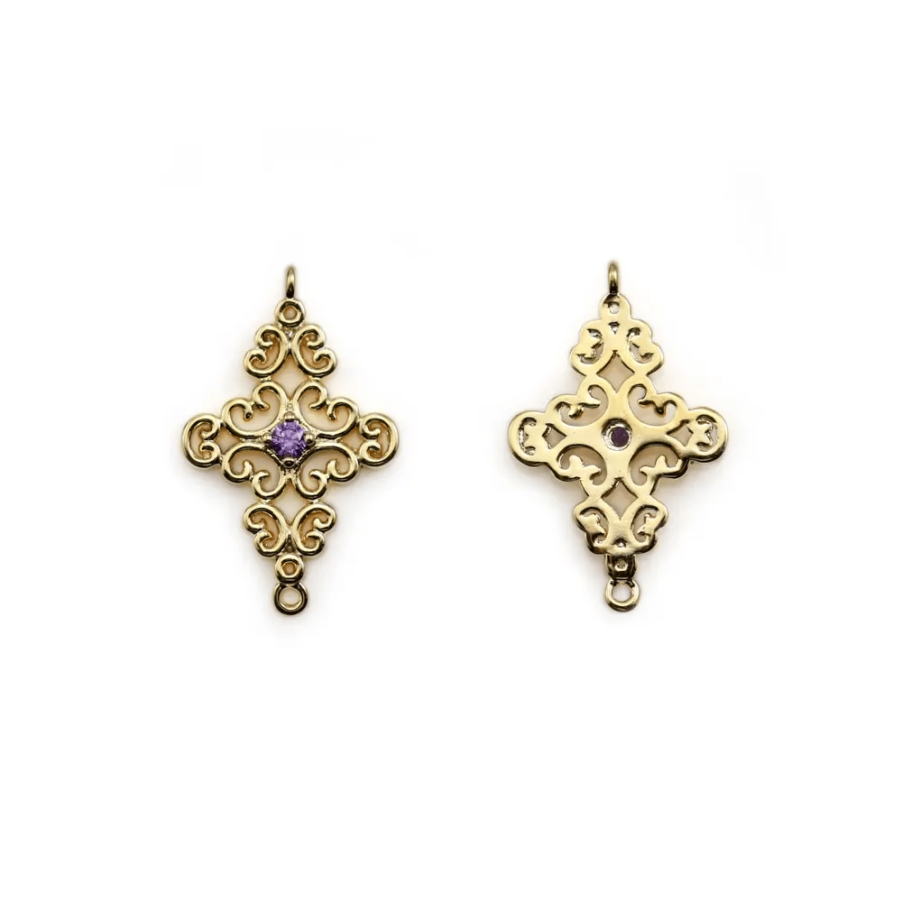 Infinity with zirconium  by "flash" gold on brass 5x17mm x 2pcs