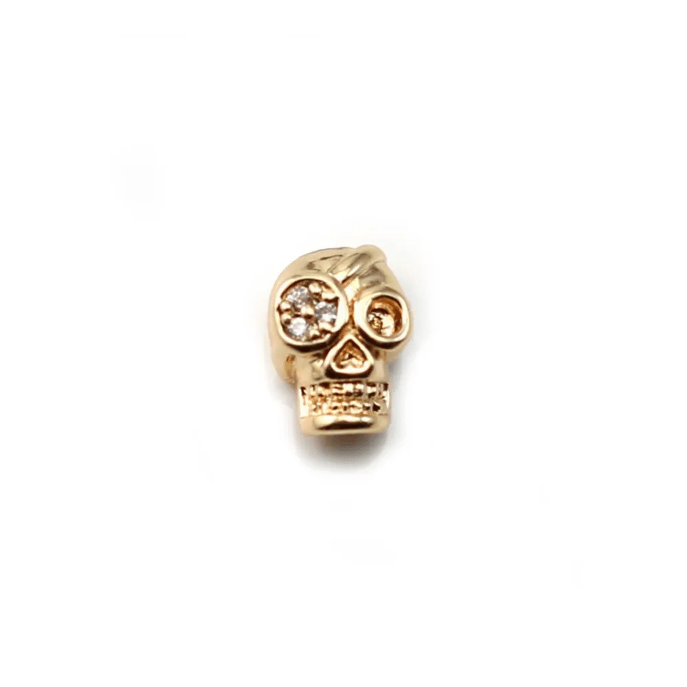 Tête de Mort Plaqué par "flash" or sur laiton 5.5x8mm x 1pc