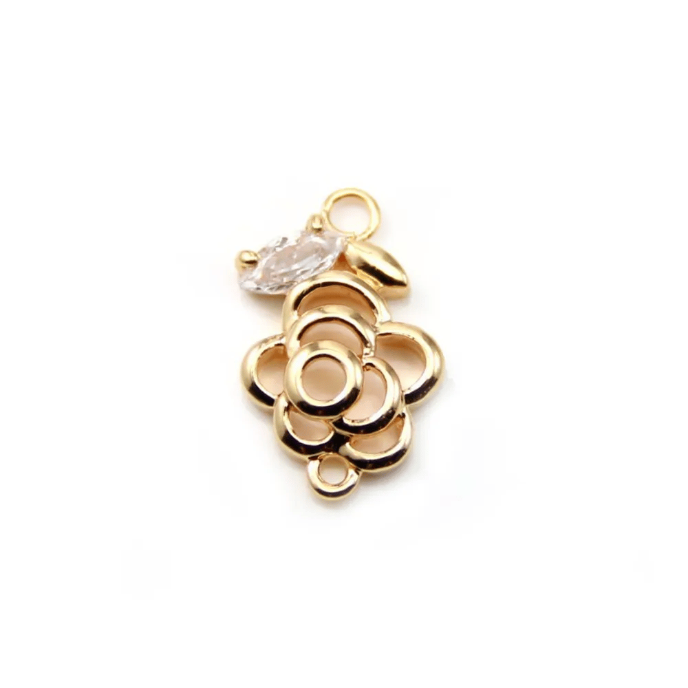 Intercalaire Fleur avec le oxyde de zirconium  sur laiton 10x16.6mm x 1pc