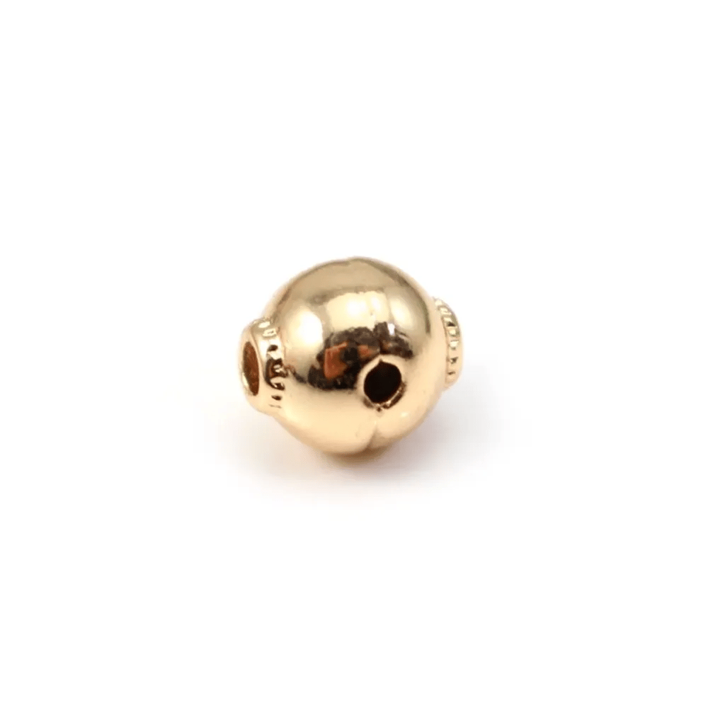 Boule intercalaire 3 perçages, dorée sur laiton 1.8x8mm x 1pc