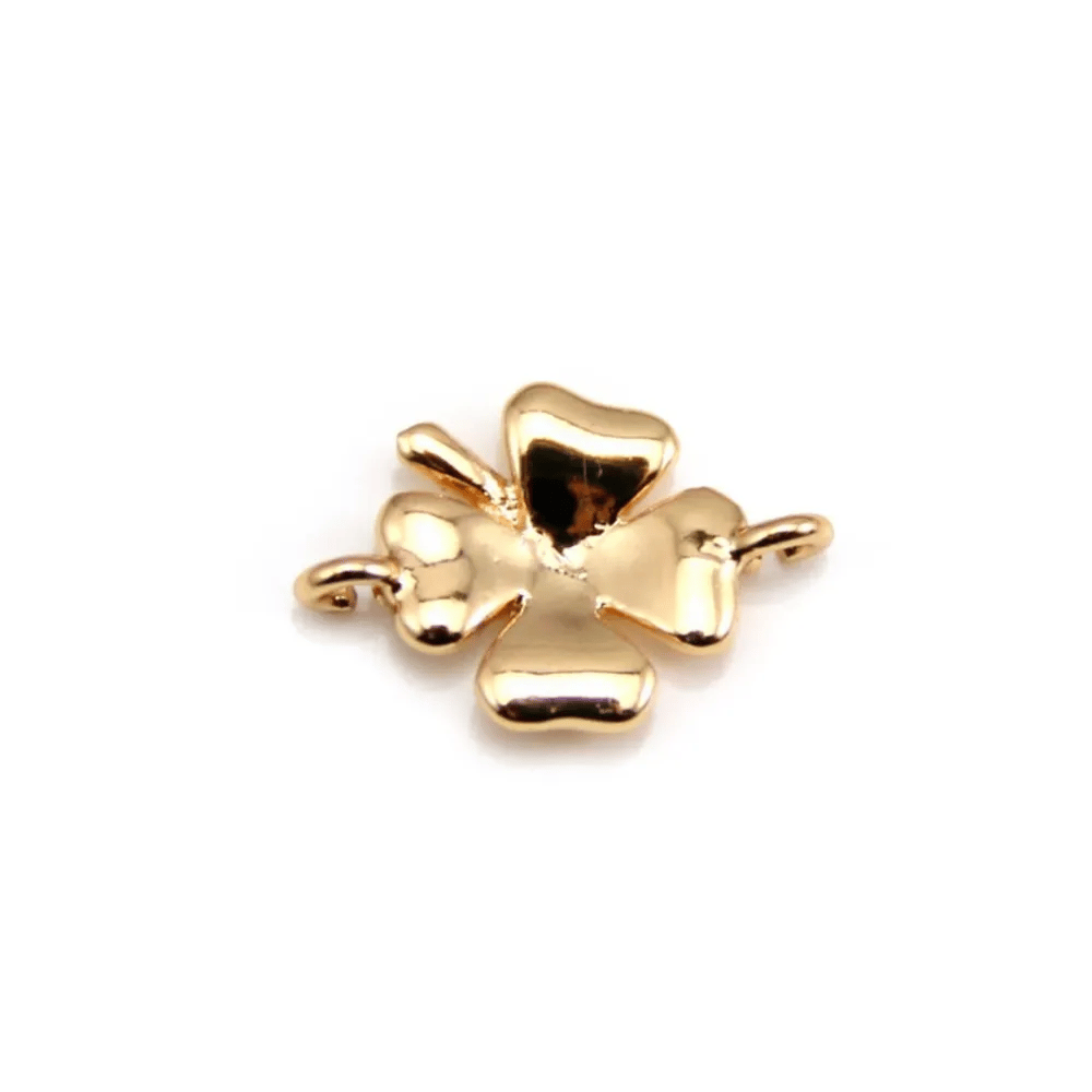 Intercalary clover by "flash" gold on brass 8x11mm x 4pcs