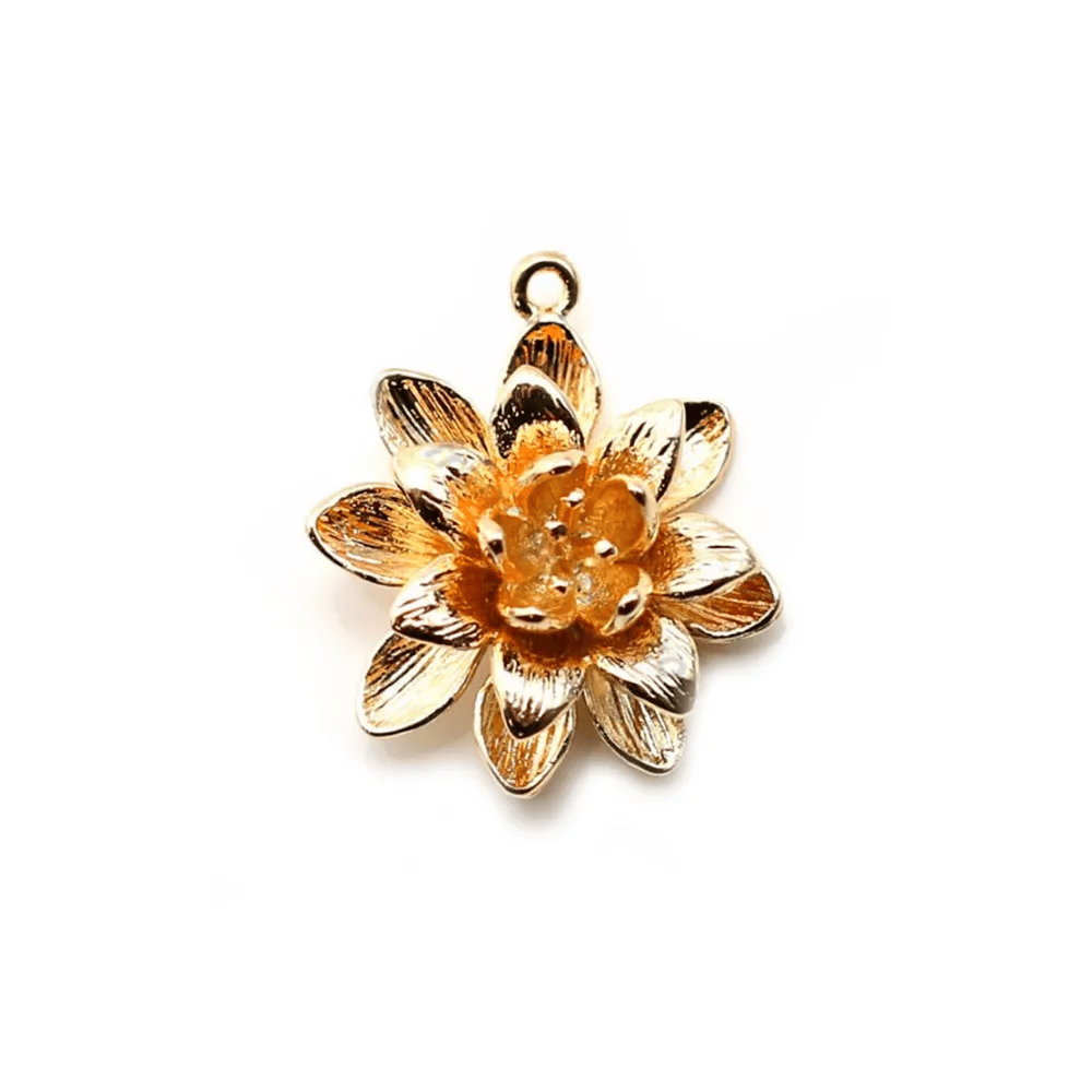 Intercalary flower by "flash" gold on brass 16x19mm x 2pcs