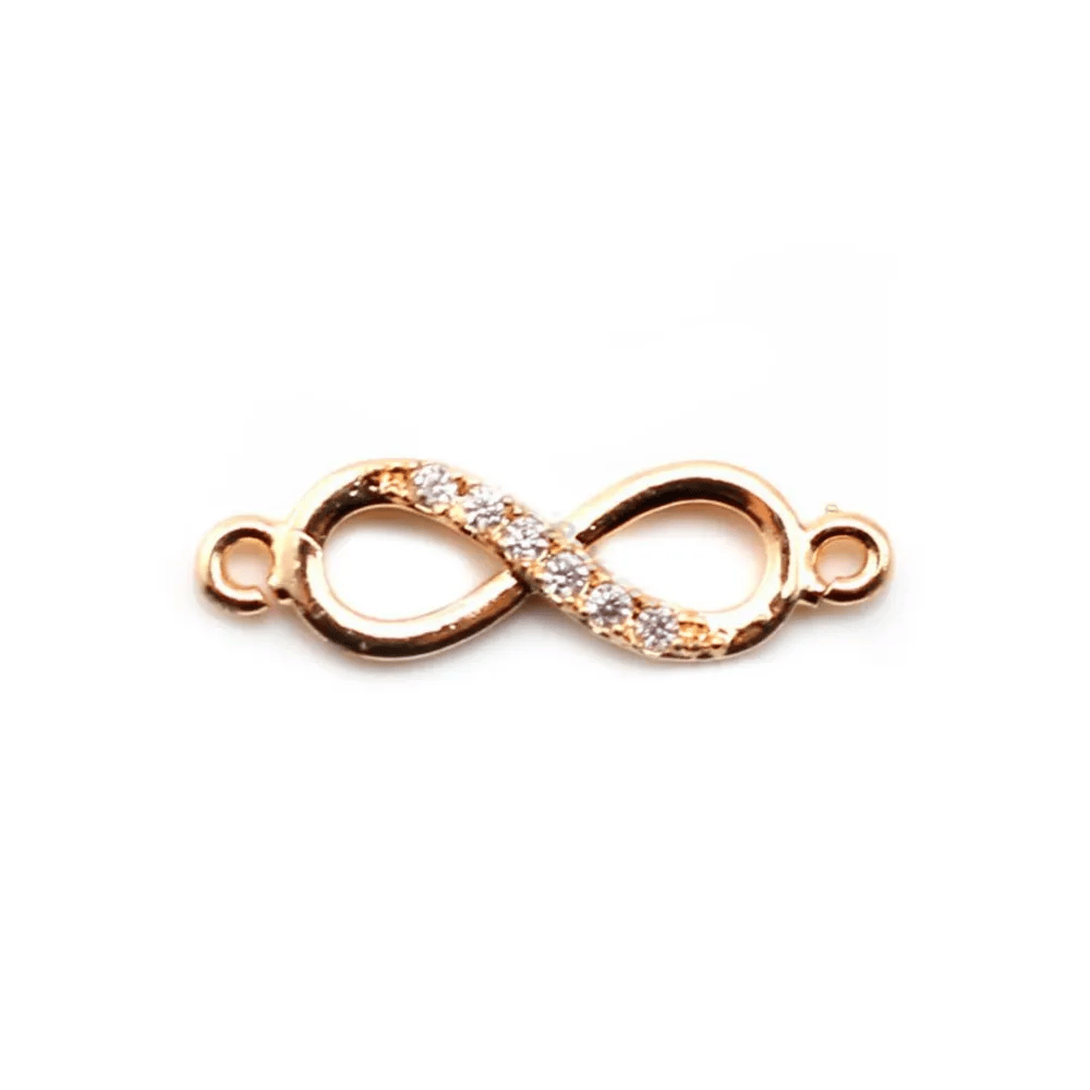 Infinity with zirconium  by "flash" gold on brass 5x17mm x 2pcs