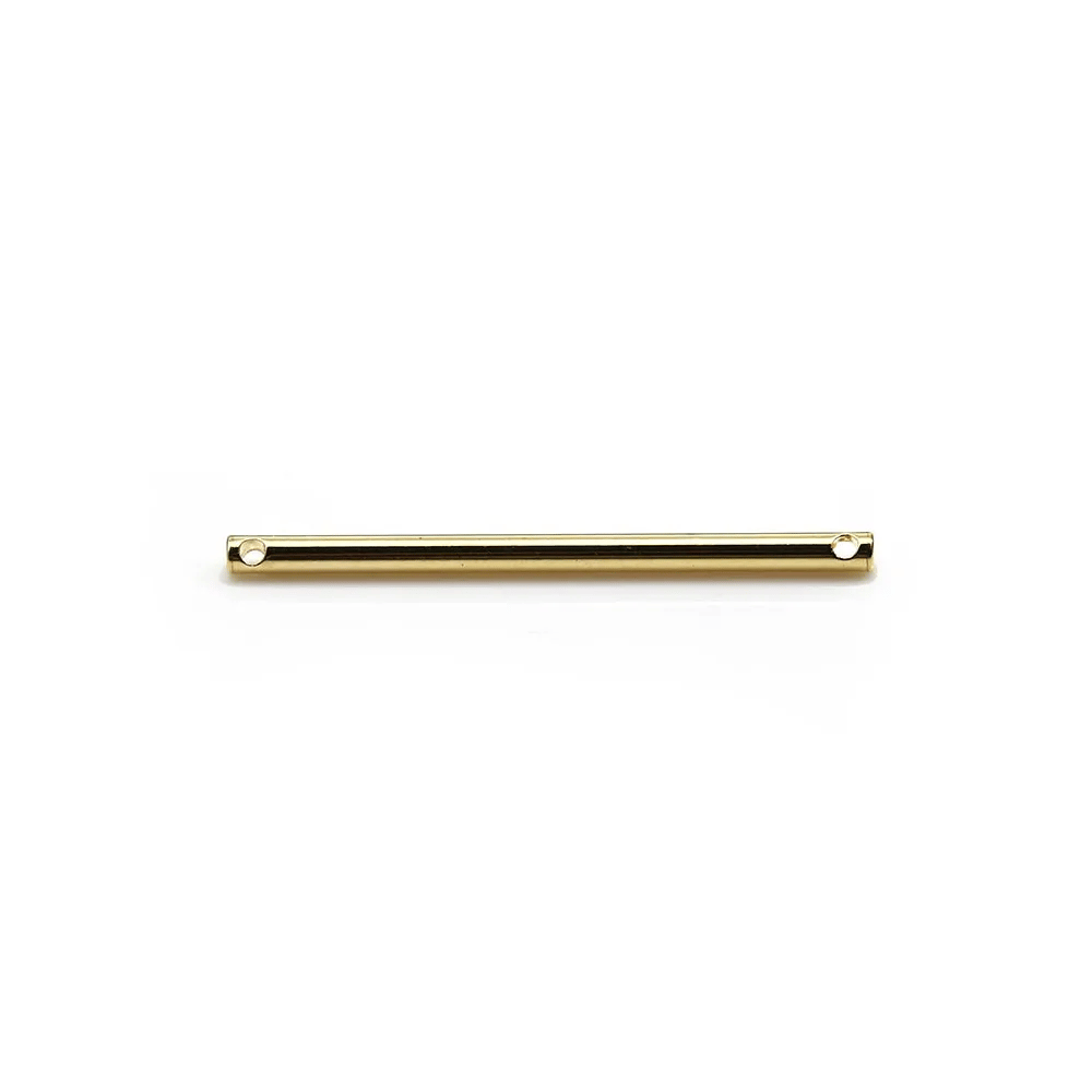 Intercalaire en forme de tube 2x35mm , plaqué par "flash" or sur laiton x 4pcs