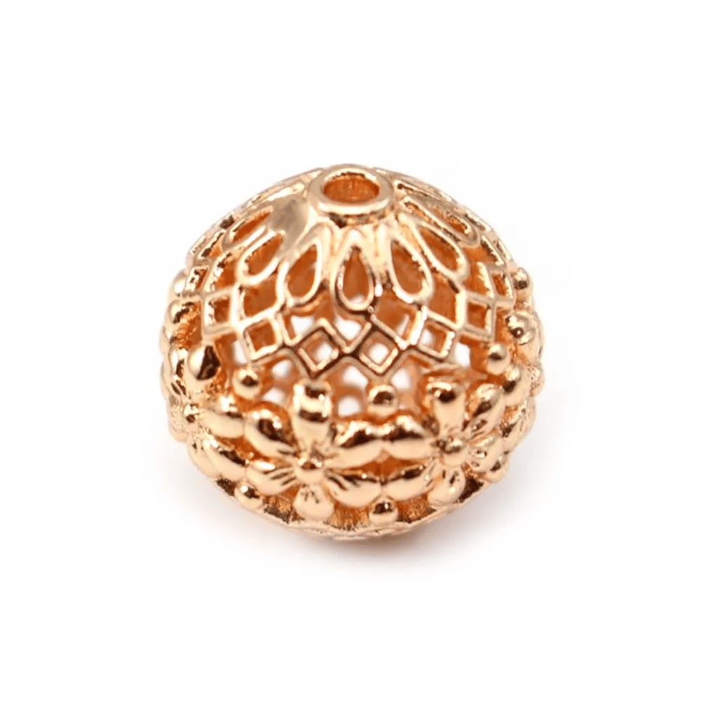Boule ajourée  Plaquée par "flash" or sur laiton 14mm x 1pc