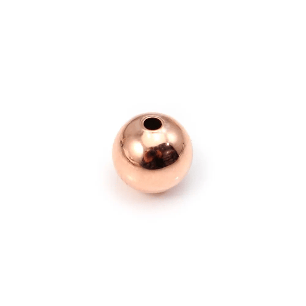 Boule dorée rose sur laiton 1.7x10mm x 2pcs