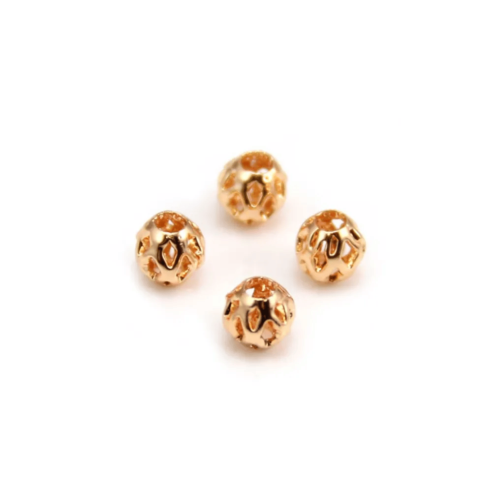 Perles ajourée plaqué par "flash" or sur laiton 3.5mm x10pcs