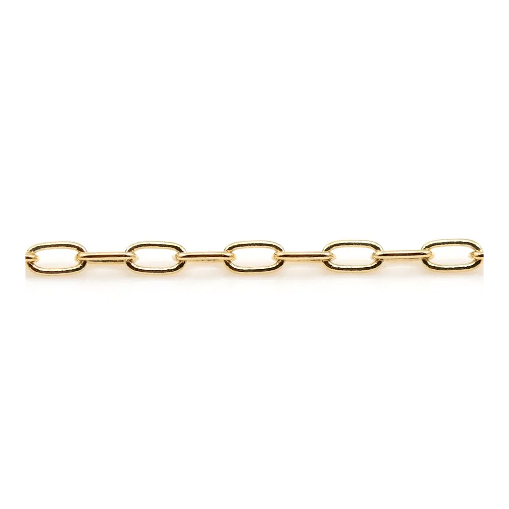 Chaîne ovale plaqué par "flash" or sur laiton 2x3.9mm x 1m