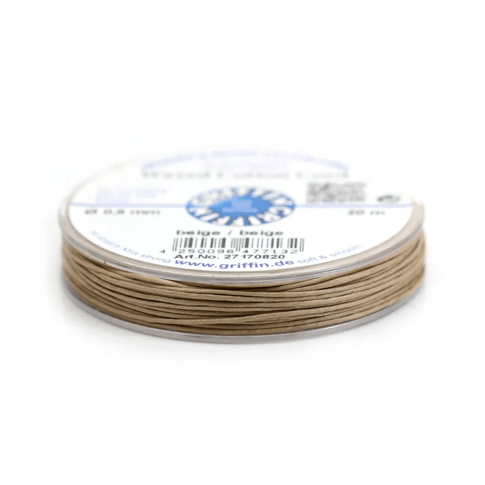 Cordonnet coton ciré beige 0.8mm  x 20m