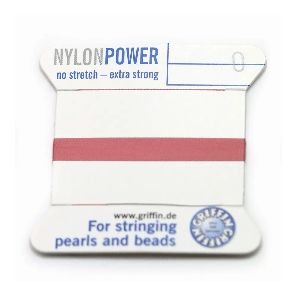Nylon power wire with needle included, in dark pink color x 2m