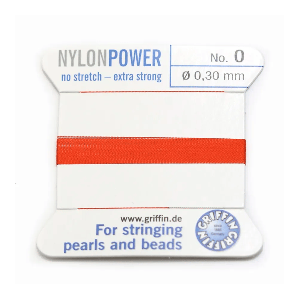 Fil power nylon avec aiguille inclus, de couleur rouge orangé x 2m