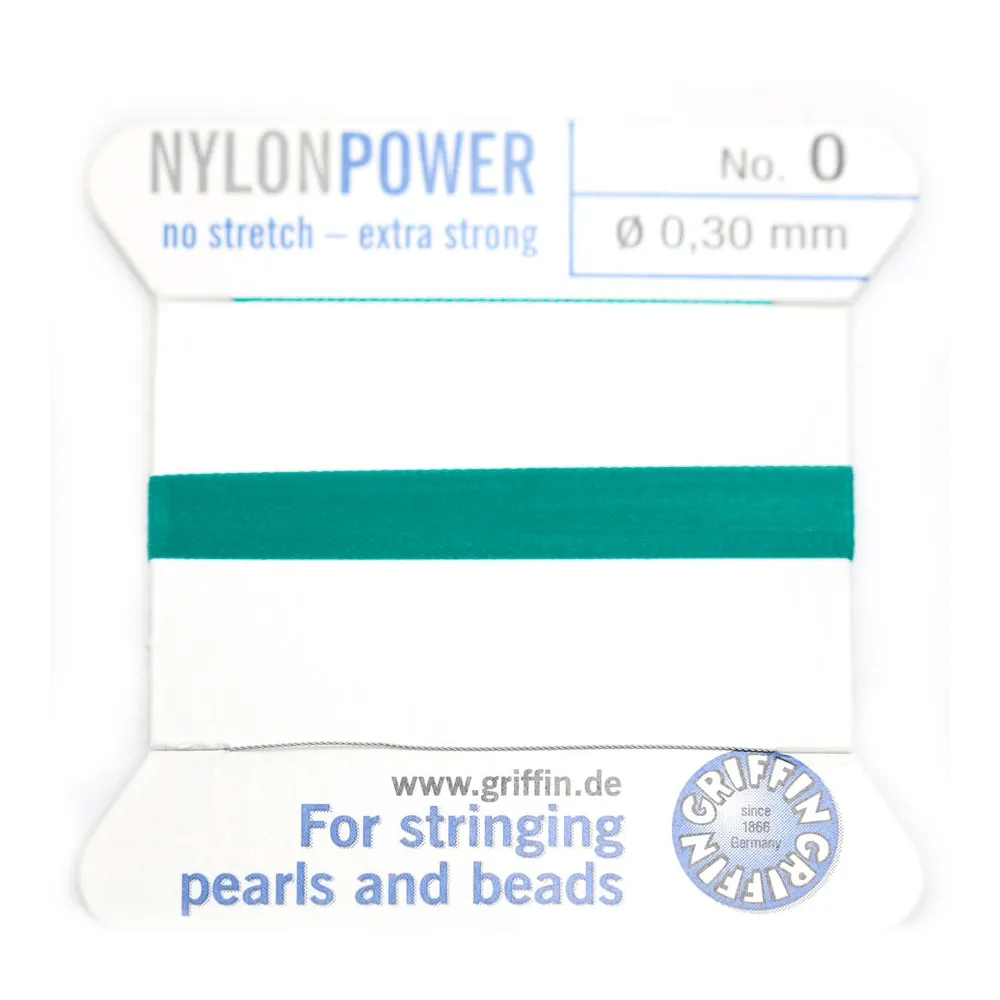 Fil power nylon avec aiguille inclus, de couleur vert x 2m