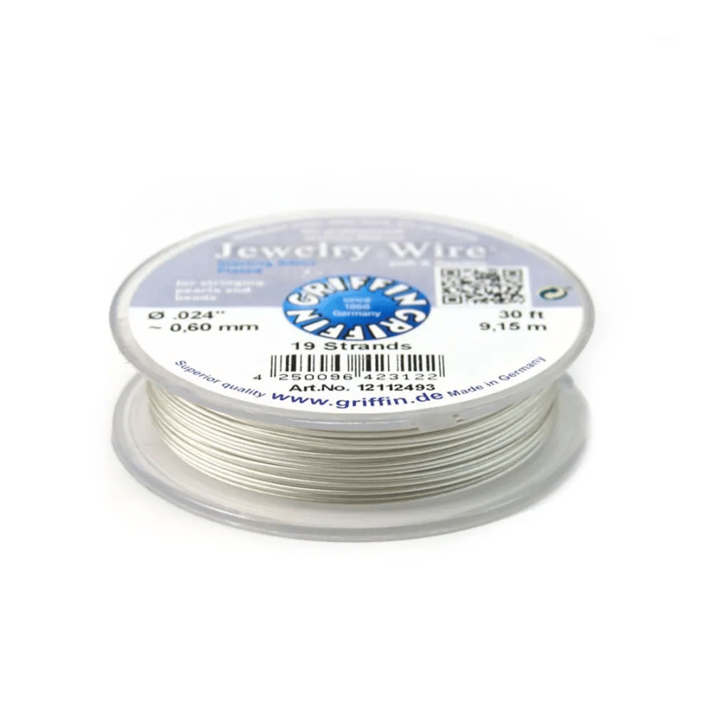 Fil cablé 19 brins gainé nylon plaqué argent 0.6mm x 9.15m