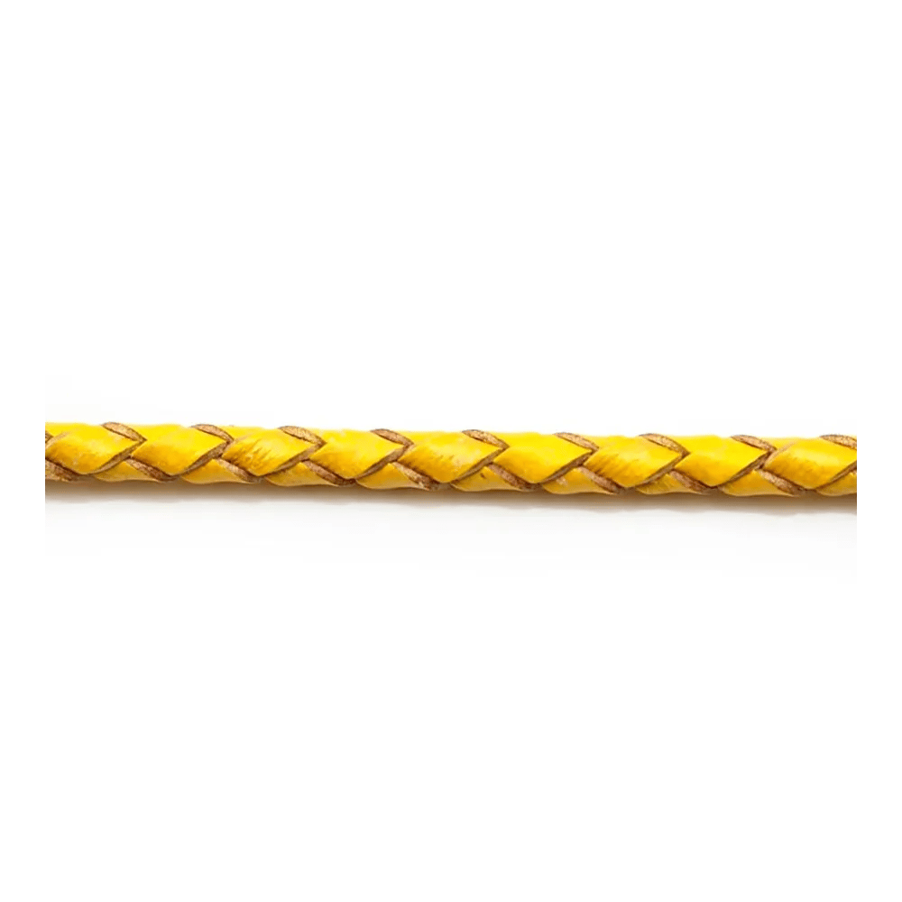 Cordon cuir tressé dorée claire 3.0mm x 50cm
