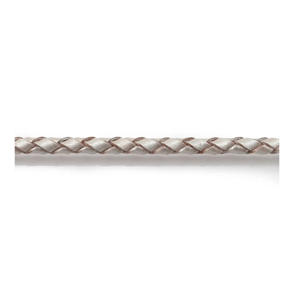 Cordon cuir tressé gris claire 3.0mm x 50cm