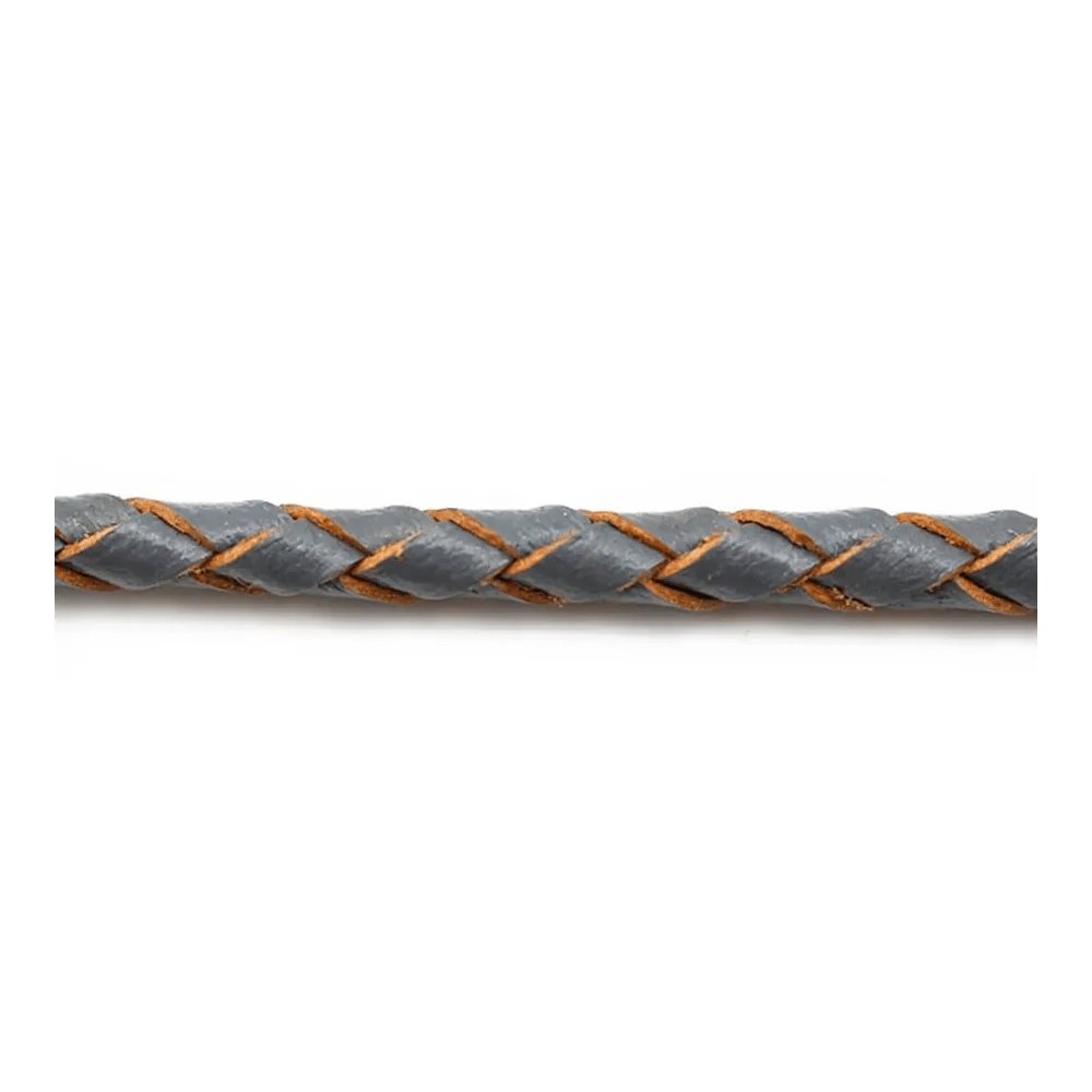 Cordon cuir tressé bleu nuit 3.0mm x 50cm