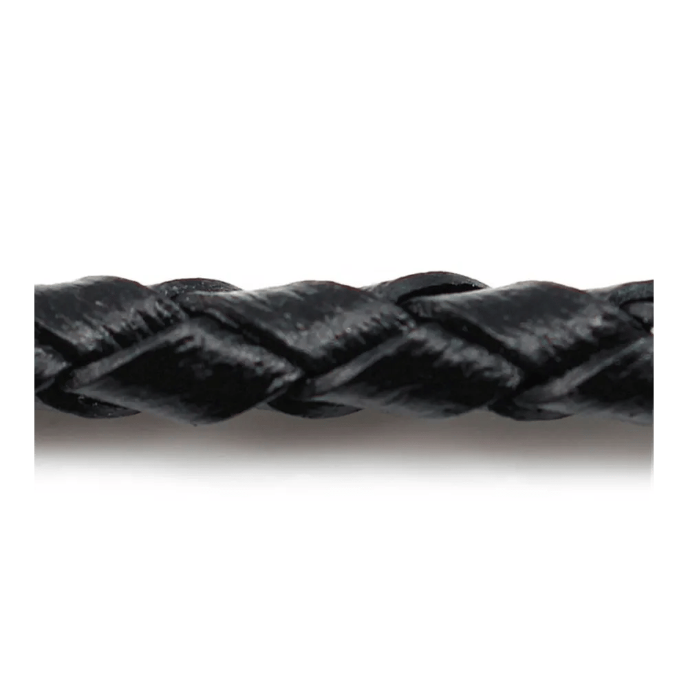 Cordon cuir tressé noir 6.0mm x 50cm