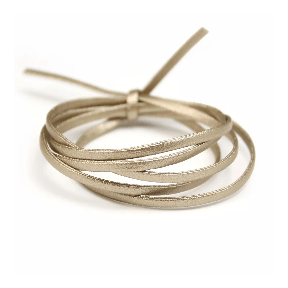 Cuir synthétique, de forme plate, de couleur champagne, 3mm x 90cm