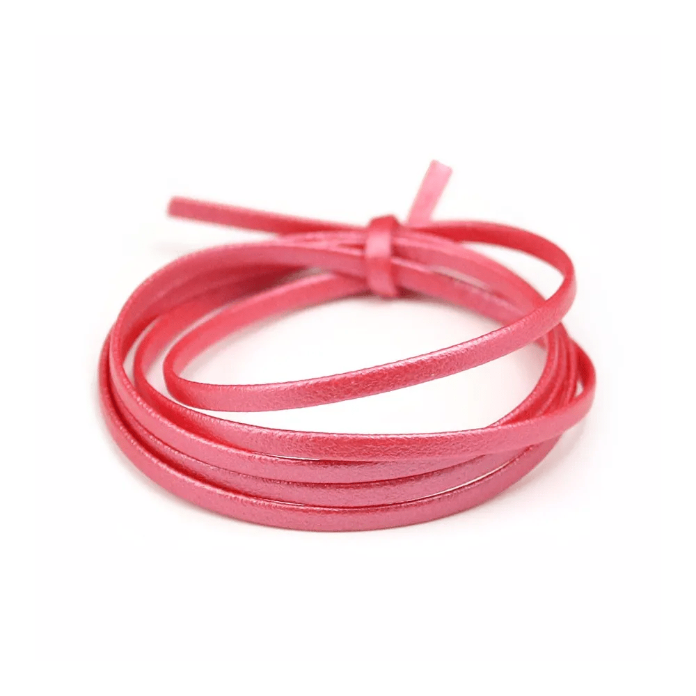 Cuir synthétique, de forme plate, de couleur rose foncé, 3mm x 90cm