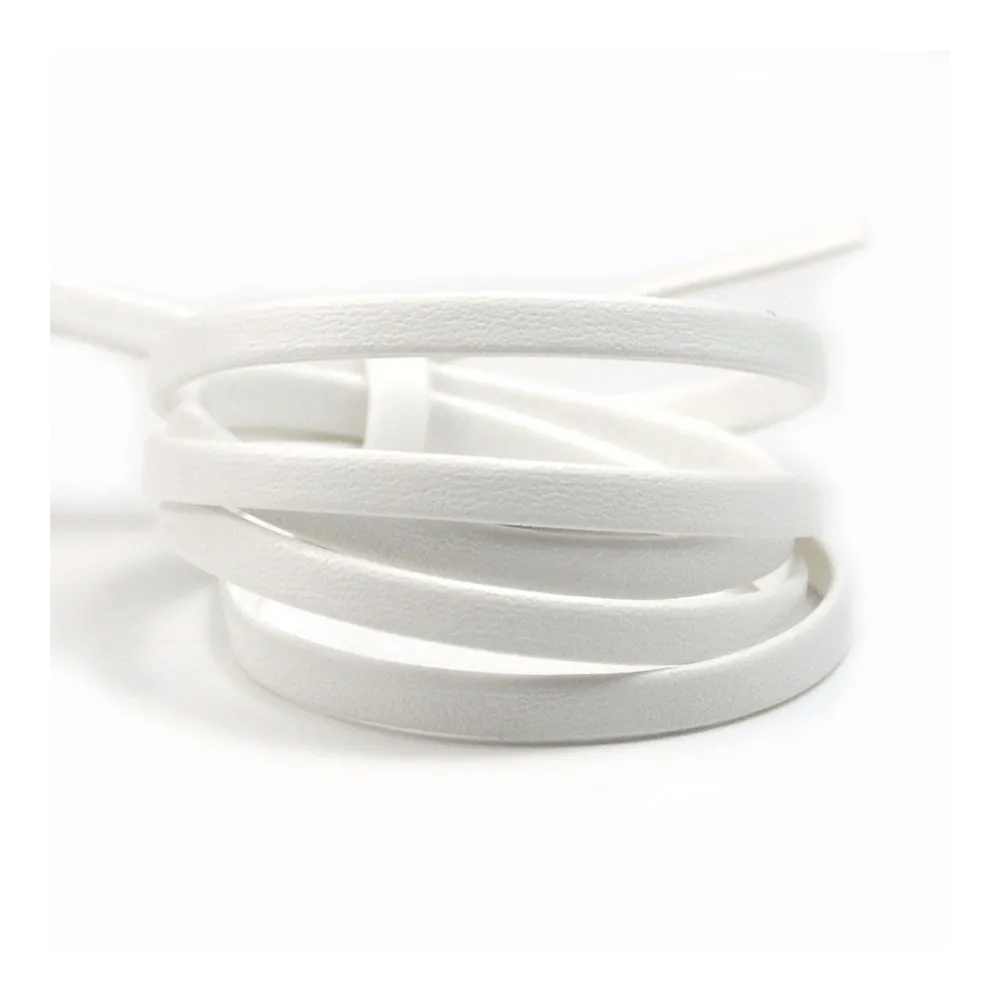 Cuir synthétique, de forme plate, de couleur blanche, 5mm x 90cm