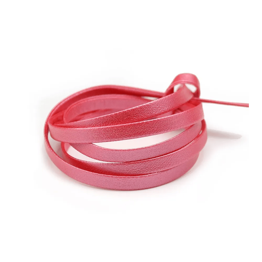 Cuir synthétique, de forme plate, de couleur rose foncé, 5mm x 90cm
